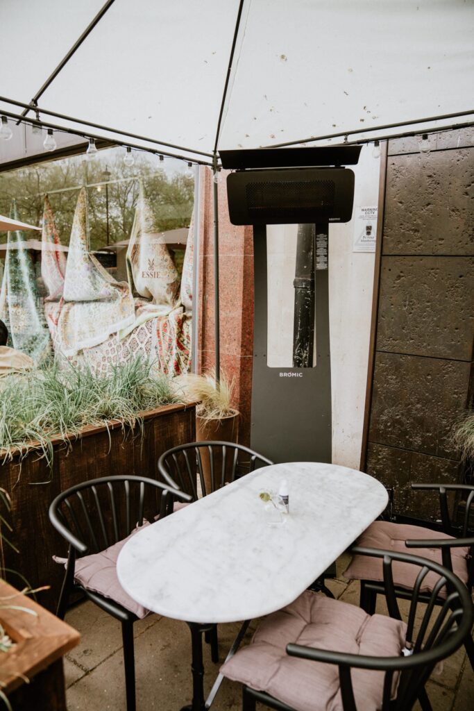 Portable Outdoor Heater on Restaurant Patio